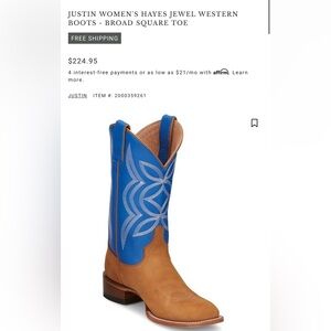 Justin Blue and Tan Western Cowboy Boots